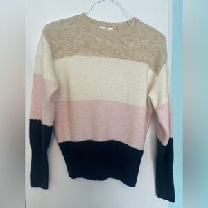 Tan, beige, pink, navy Sweater H&M. Size XS